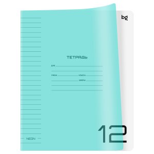 Тетрадь  12л Линия UniTone Neon пластик обл неон голубой Т5ск12_пл 08904