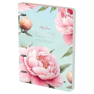 Тетрадь на кольцах 120л А5 Розовые розы soft-touch тисн  фольгой ТК5к120_лс_тф 57858