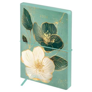 Ежедневник 176л датир 2026г А6+ Ornament Зеленый цв срез с резинкой кожзам DdА6+_09809