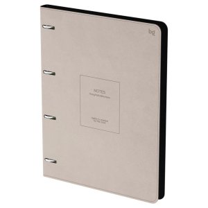 Тетрадь на кольцах 120л А4 кожзам Моно Бежевый иск кожа тиснение N4r120 66418