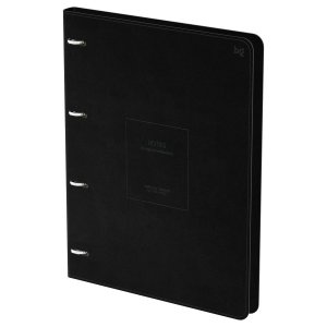 Тетрадь на кольцах 120л А4 кожзам Моно Черный иск кожа тиснение N4r120 66415
