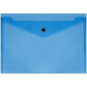 Папка конверт на кнопке А4 150мкм непрозр синяя ММ-32273