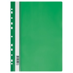 Папка скоросшиватель А4 пластик с  перф 160мкм зеленая с прозр верхом ММ-32256