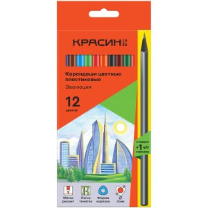 Карандаши 12цв.+1ч/г HB пластик Эволюция КР-120500