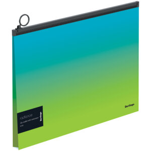 Папка конверт на молнии 180мкм с расширением Radiance Голубой Зеленый градиент ZBx_A4003