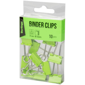 Зажимы для бумаг 19мм 10 шт Зеленые BC1019b