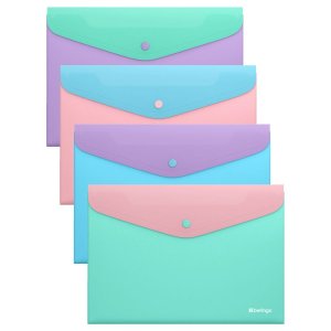 Папка конверт на кнопке А4 Haze 200мкм софт-тач с цветным клапаном асс EFb_A4925