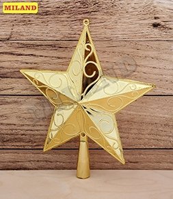 Верхушка на елку Праздничная звезда золотая 23см НУ-4401