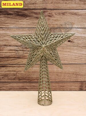 Верхушка на ёлку Яркая звезда24х37см золотая НУ-0471
