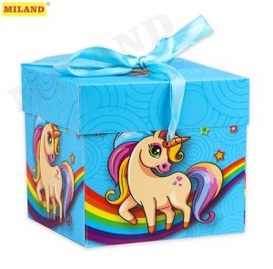 Коробка складная Сказочный единорог 10х10х10 см, с лентой ПП-5369