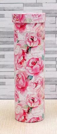 Тубус под бутылку со шнурком Розовый букет 9,2х9,2х32см ПП-0911
