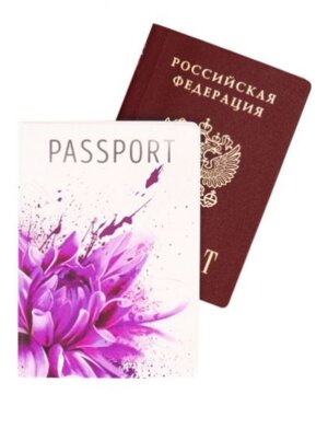 Обложка на паспорт Цветок пиона ПВХ slim ОП-6253