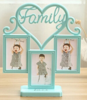 Фоторамка-коллаж (3 фото 9х13 см) Лучшая семья, голубая ФР-7378