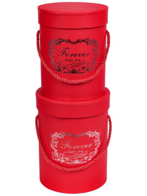 Набор круглых коробок 2 в 1 Любовь навсегда, красный 12,5х16-14х18 см КОР-2484