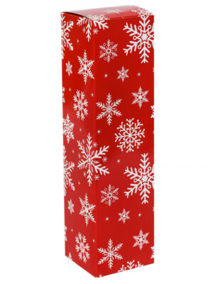 Подарочная коробка под бутылку Снежинки на красном КОР-3956