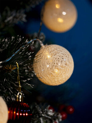 Гирлянда с насадками  Ажурные шарики 5см прозр.нить  1,35м LED-10 тёплый белый на бат НУ-3645