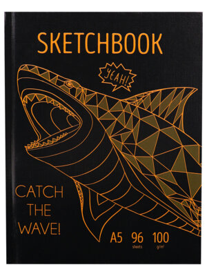 Скетчбук  96л А5 SHARK лён+гл лам 100г С96-1364