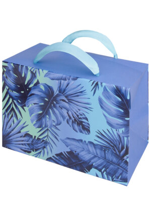 Подарочный пакет коробка с глян лам 15*11*9см S Голубые джунгли 250г ПКП-9057