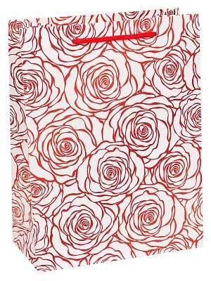 Бумажный пакет Ажурные розы красные 31х42х16 ППК-1944