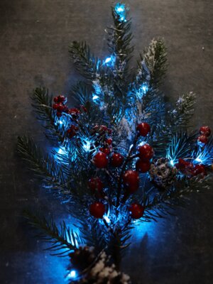 Гирлянда проволока 1,9м 20 голубых ламп на батарейках 2*CR2032 НУ-3649