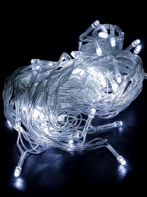 Гирлянда штора 1,4х1,4м 64 лампы прозрачная нить холодный белый свет ГШ-0009