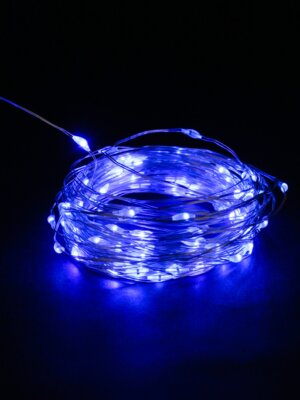 Гирлянда проволока 10м 100 неоновых синих ламп НУ-3002