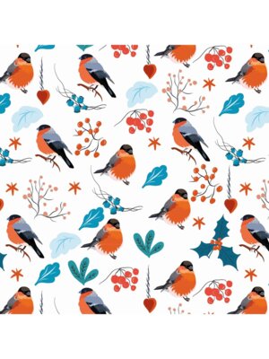 Упаковочная бумага Снегири  и ягоды 70*100см 10л УБ-4311