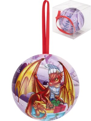 Шар металл с предсказанием Праздничный дракоша 6,8см НУ-5825