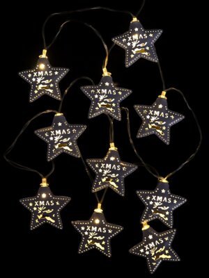Гирлянда Звездочки 1,6м 10 фигур работает от батареек 2*АА ГН-0031