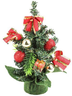 Елка декоративная с красными бантами на подставке 20см НУ-5662