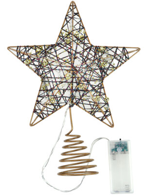 Верхушка на елку Полярная ночь 20х26см 10 LED 2 реж тепл желт свет на батар НУ-2596