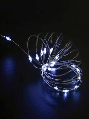 Гирлянда проволока 1,9м 20 белых ламп на батар 2*CR2032  НУ-3653