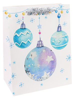 Бумажный пакет 26x32 Новогодние шарики ПКП-3789