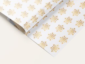 Бумага упаковочная Золотистые снежинки 70*100см УБ-6520