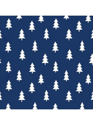 Коробка квадратная одинарная Новогодние ели на синем 19,5х19,5х11см ПП-4594