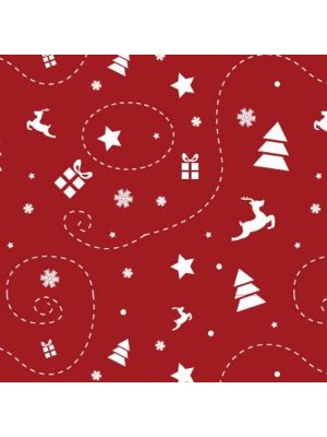 Коробка прямоугольная одинарная Елки на красном 19х12х6,5см ПП-9849