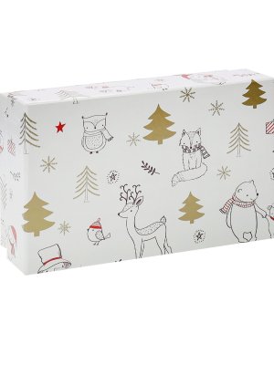 Коробка прямоугольная одинарная Звери в лесу 19х12х6,5см ПП-9852