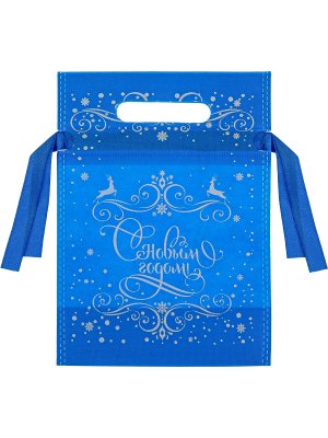 Мешочек для подарков Ледяной узор 24*18*9см Голубой НУ-6243