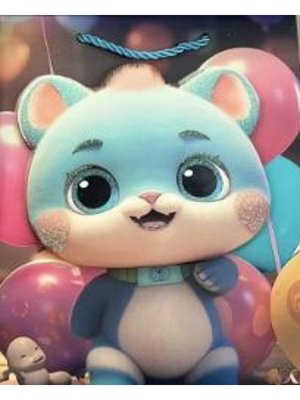 Бумажный пакет Dream Cards 3D 26*32*10 Котёнок и шарики 210г ПКП-9251