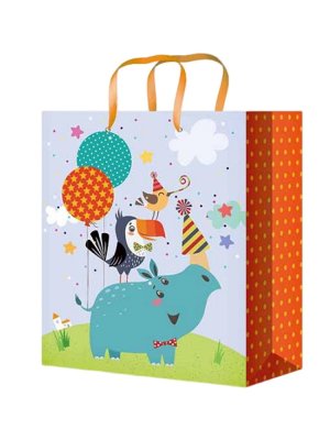Бумажный пакет Optima 18x23x8 Праздник зверей 128 г ППК-4362