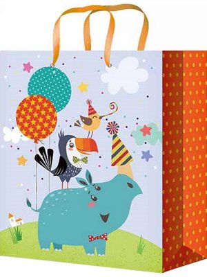 Бумажный пакет 26,4x32,7x8 см Праздник зверей 128 г ППК-4474