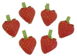 Декоративная прищепка Клубничные сердечки 22*12*1.6см из окрашенной древесины березы 36932