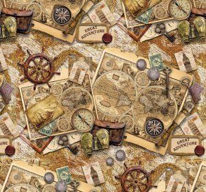 Упаковочная бумага Старые карты для сувенирной продукции в рулонах/ 100х70   арт.75201