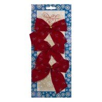 Новогоднее украшение БАНТ Красные в горох из полиэстера, набор из 3 шт. / 10х10см 76246