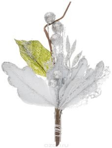 Украшение новогоднее Пуансеттия Голубая арт.42504 из пвх на клипсе / 8x18 арт.42504