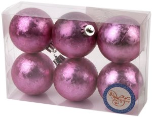 Новогоднее подвесное украшение Шар Метель розовый из полистирола. Набор из 6 шт. / 6см арт.76003