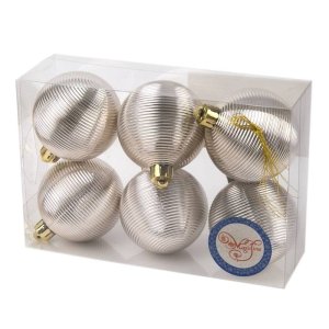 Новогоднее подвесное украшение Шар Гипноз серебряный из полистирола. Набор из 6 шт. / 6см 76033