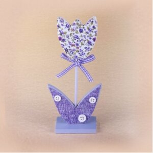 Декор фигурка из древесины павловнии с аппликац из хлопчато-бум ткани 28778