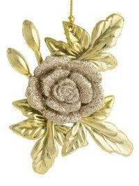 Новогоднее подвесное украшение Роза в золотом блеске из полипропилена / 12x1x9,5см арт.81984