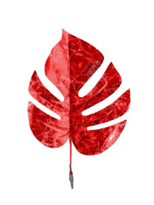 Елочное украшение Монстера красное тиснение из полиэстера, на клипсе из черного металла 87827